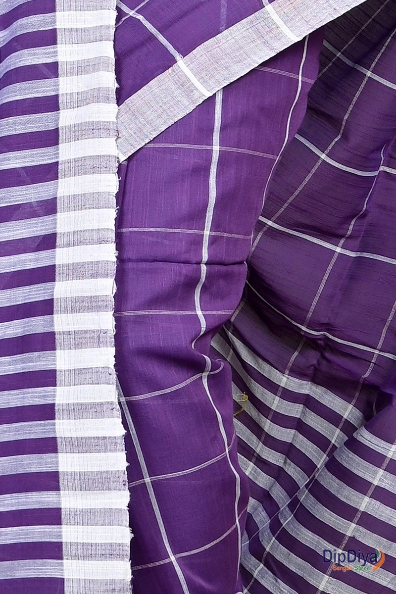 Lavender Cotton Blended Parodhi Hand Loom Saree (485)